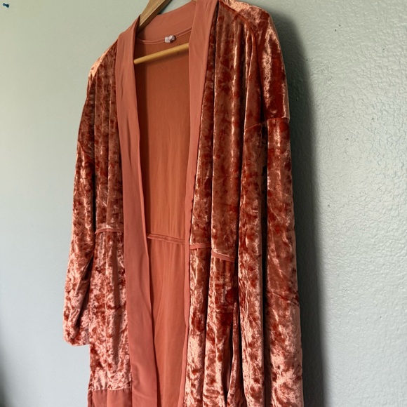 Rust Velvet Open-Front Women's Topper - Picture 8 of 8